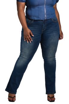 Poetic Justice Tall Women's Curvy Fit Blue Medium Whiskering