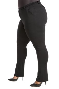 Plus Size Poetic Justice Niara Women's Casual Pants (Black) w/ Faux Slit &  Welt Pockets