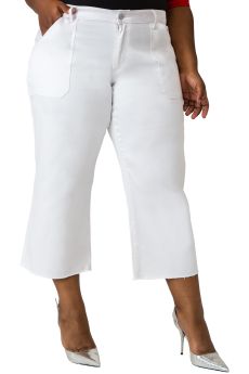 Briona Stretch White Denim Crop Jean