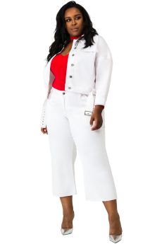 Briona Stretch White Denim Crop Jean